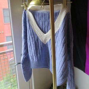 Scooping V Neck Crop Sweater circa 2018